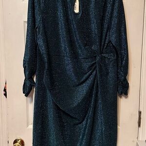 Agnes Orinda Glittery Teal & Black Dress